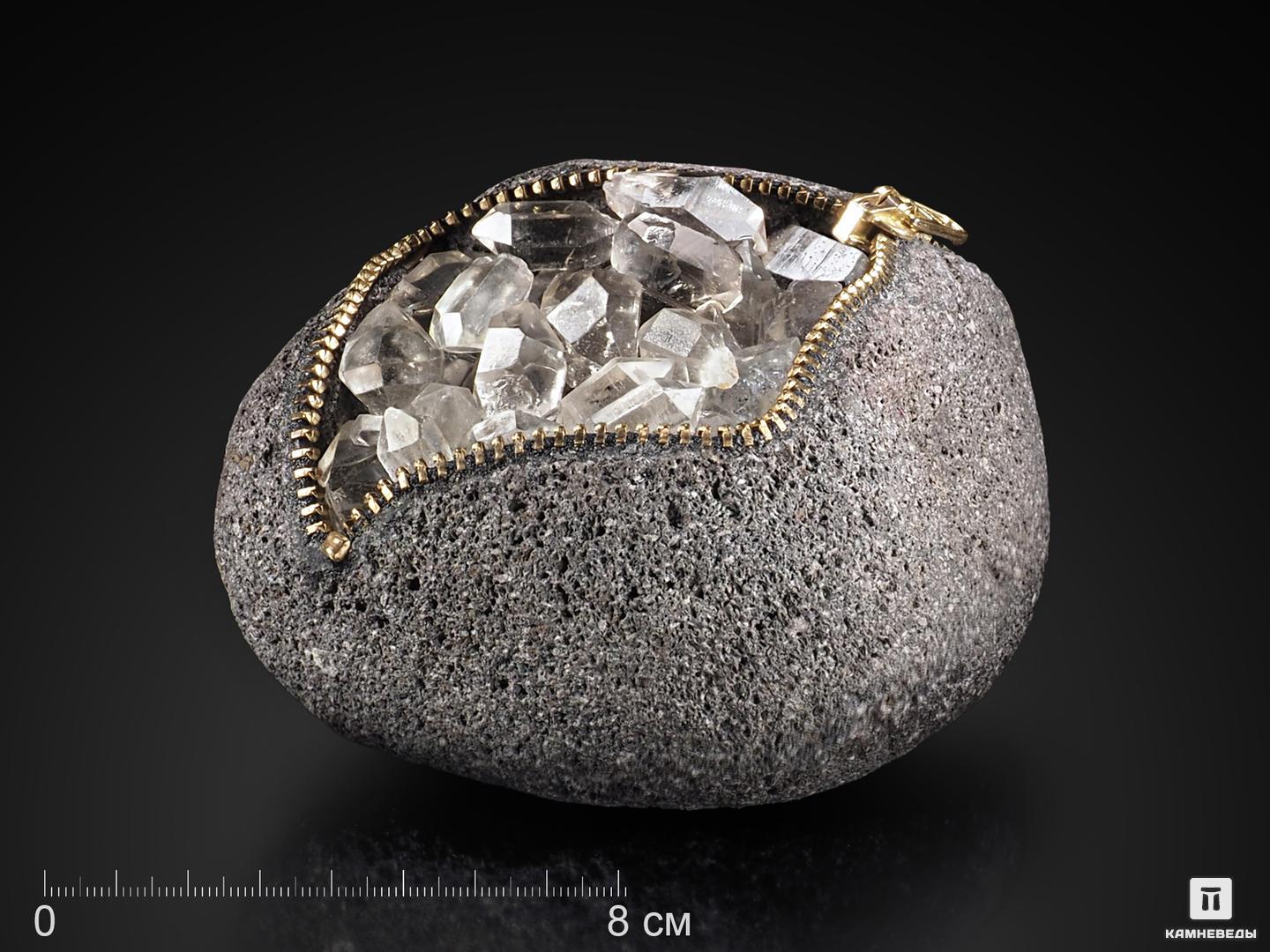 Сувенир из камня «кошелёк» с «херкимерским алмазом» (кристаллами горного хрусталя), 11,7х10,4х6,8 см сувенир полистоун белый тигр в золотом колпаке с мешком подарков микс 5 3х3х3 6 см