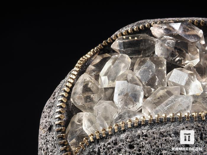 Сувенир из камня «кошелёк» с «херкимерским алмазом» (кристаллами горного хрусталя), 11,7х10,4х6,8 см, 20617, фото 3
