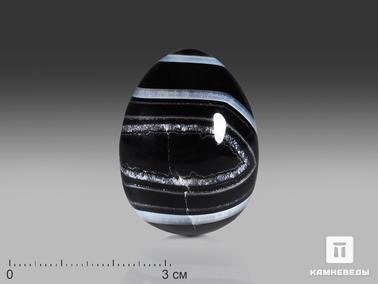 Агат, Оникс халцедоновый. Яйцо из чёрного агата (чёрного оникса), 4х3 см