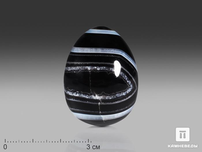 Яйцо из чёрного агата (чёрного оникса), 4х3 см, 24282, фото 1