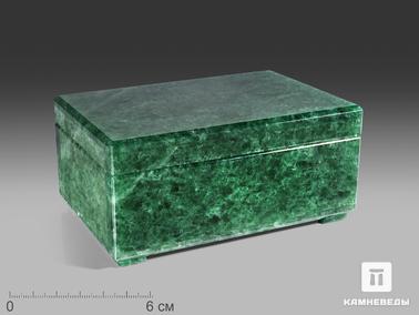 Авантюрин. Шкатулка из авантюрина зелёного, 11,7х8,5х5,5 см