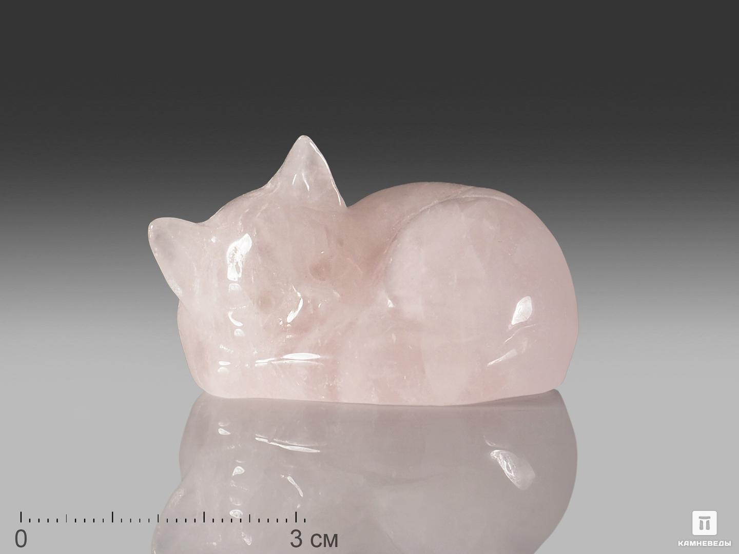 Кот из розового кварца, 4,5х4х2,8 см