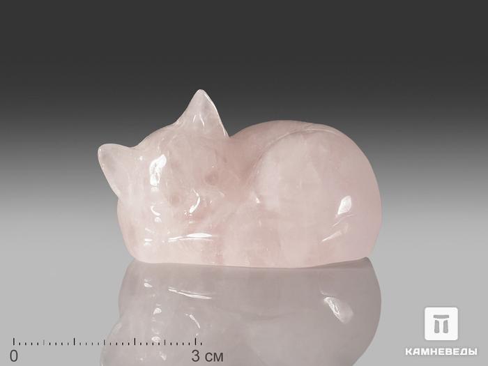 Кот из розового кварца, 4,5х4х2,8 см, 23824, фото 1