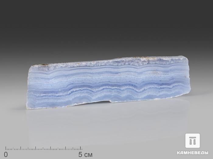 Агат голубой (сапфирин), полированный срез 11,5х3х0,7 см, 24333, фото 1