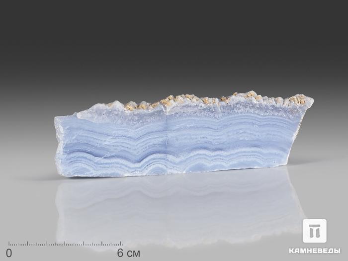 Агат голубой (сапфирин), полированный срез 11,7х3,5х0,6 см, 24327, фото 1