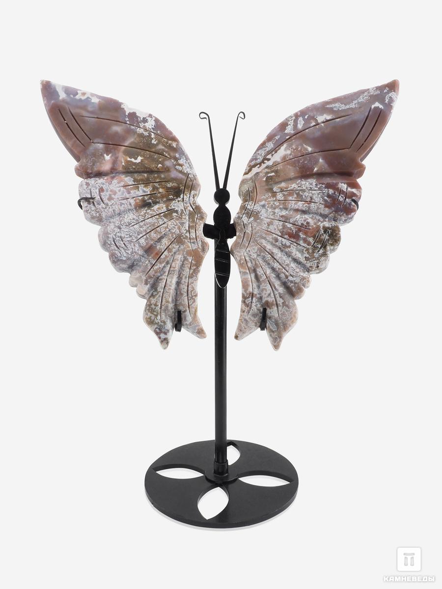 Бабочка из агата на металлической подставке, 26х20,2х9,5 см серебряные крылья