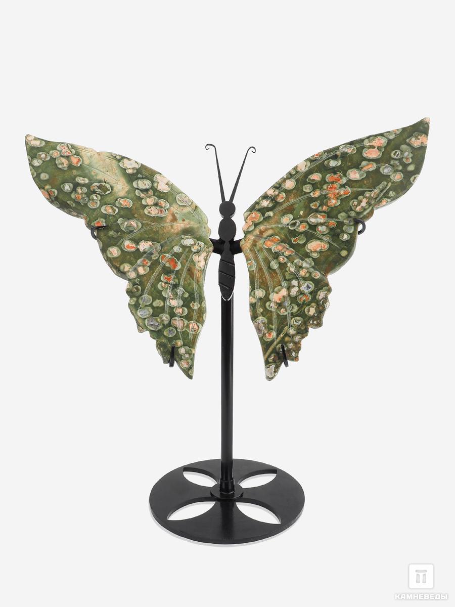 Бабочка из риолита на подставке, 24,5х22,5х10 см серебряные крылья