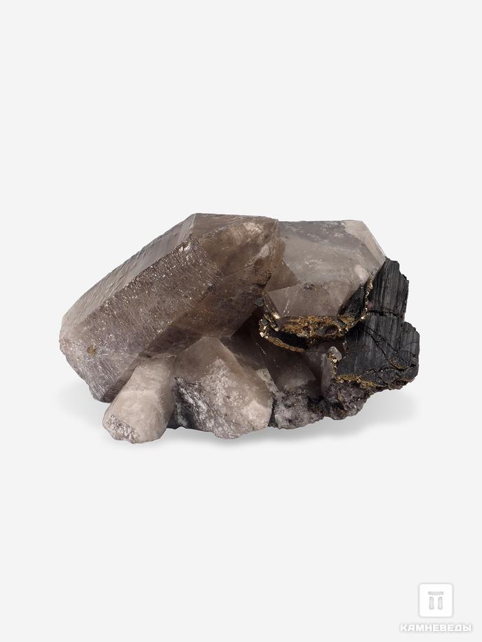 Дымчатый кварц (раухтопаз) с гюбнеритом и вольфрамитом, сросток кристаллов 15х11х6,5 см, 25127, фото 4