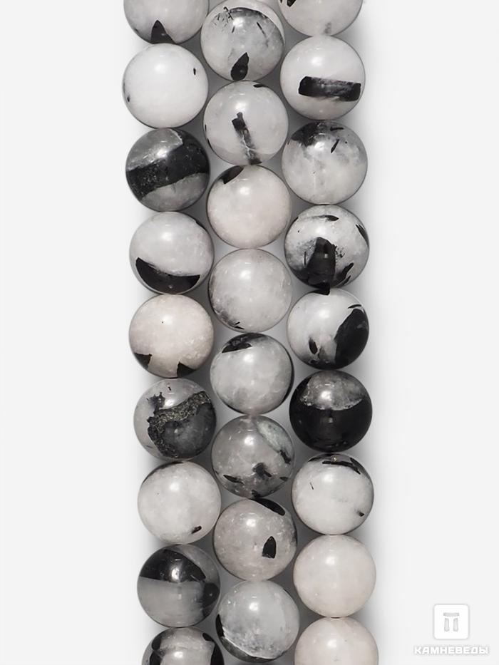 Бусины из кварца с шерлом (чёрным турмалином), 37-43 шт. на нитке, 10-11 мм, 7-69/3, фото 1