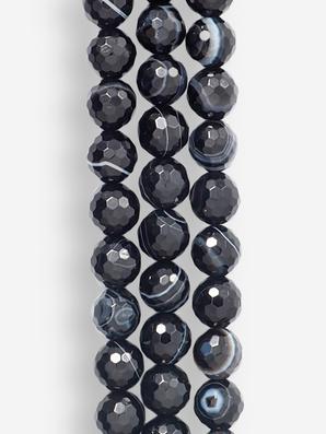 Бусины из чёрного агата (чёрного оникса), 46-49 шт. на нитке, 8 мм, огранка