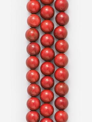 Бусины из красной яшмы, 60-64 шт. на нитке, 6-7 мм