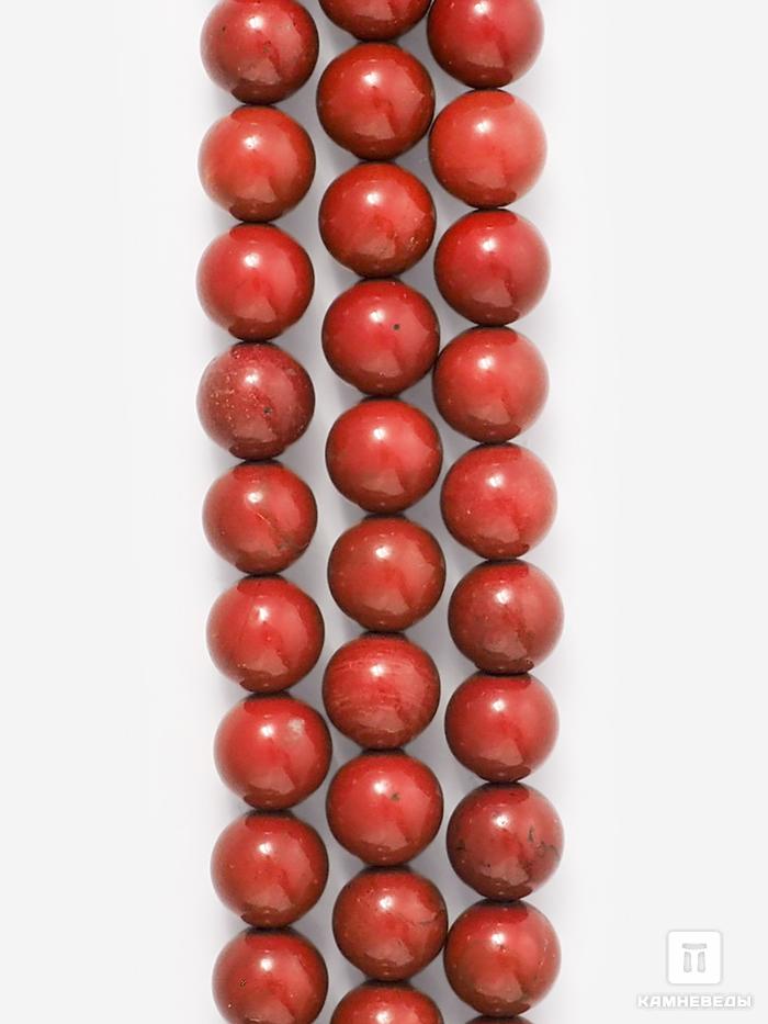 Бусины из красной яшмы, 44-48 шт. на нитке, 8-9 мм, 7-34, фото 1