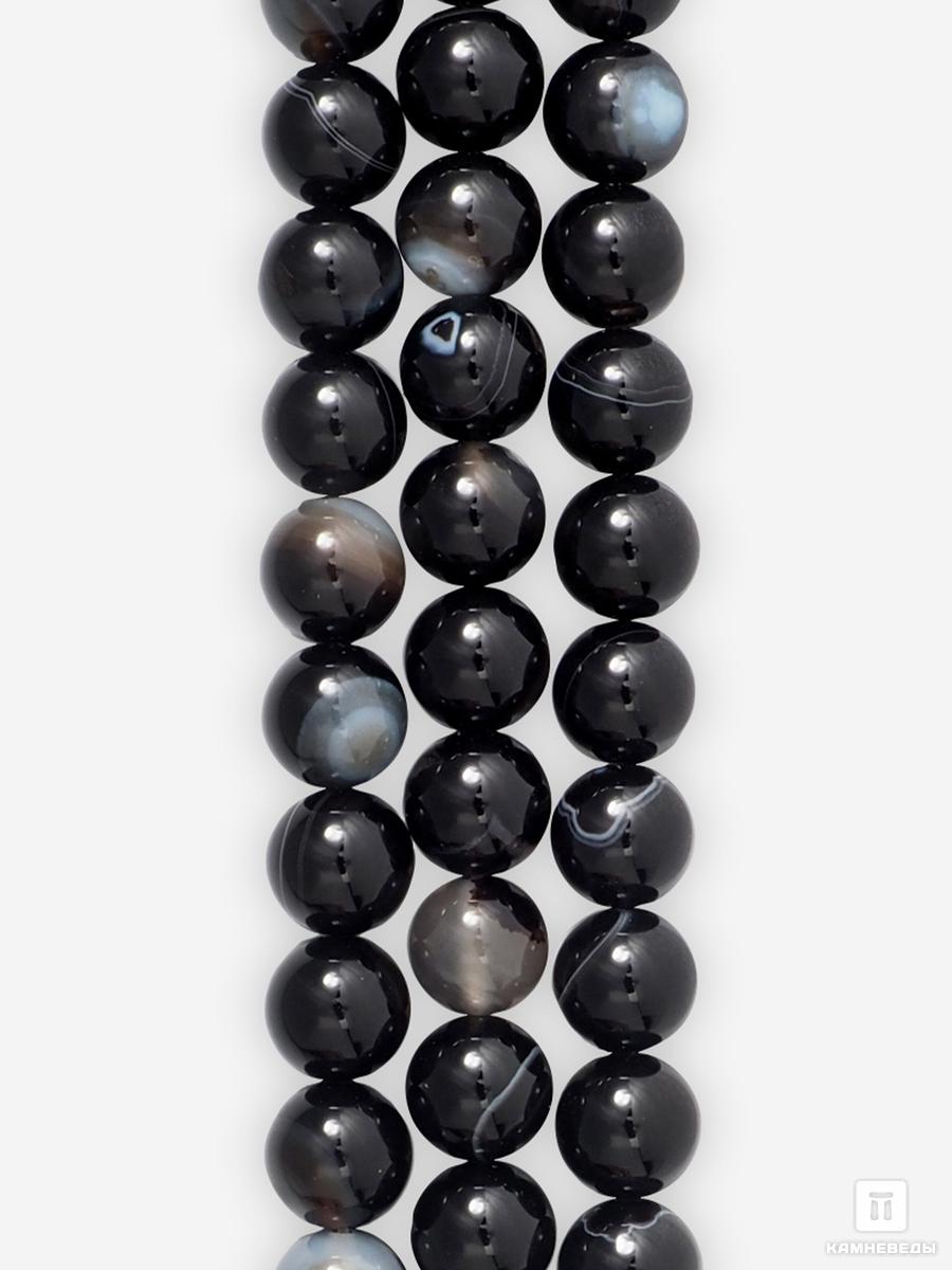 Бусины из чёрного агата (чёрного оникса), 37-39 шт. на нитке, 10-11 мм чётки из агата чёрного оникса 33 бусины