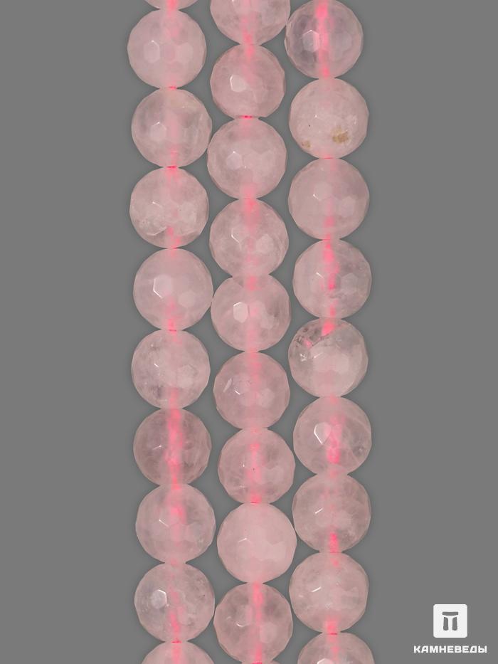Бусины из розового кварца (огранка), 47-51 шт. на нитке, 8-9 мм, 7-5/10, фото 1