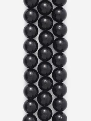 Бусины из шерла (чёрного турмалина), 47 шт. на нитке, 8-9 мм