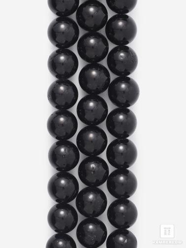 Шерл, Турмалин. Бусины из шерла (чёрного турмалина), 47 шт. на нитке, 8-9 мм