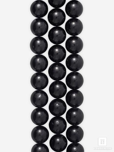 Шерл, Турмалин. Бусины из шерла (чёрного турмалина), 38 шт. на нитке, 10-11 мм