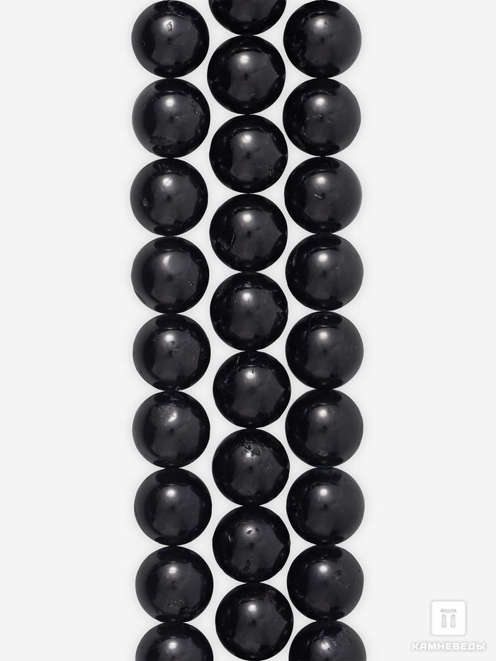 Бусины из шерла (чёрного турмалина), 38 шт. на нитке, 10-11 мм, 7-68/4, фото 1