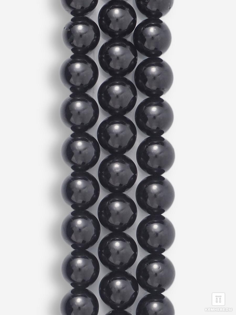 Бусины из шерла (чёрного турмалина), 65 шт. на нитке, 6-7 мм