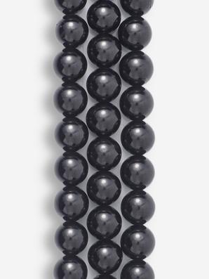 Бусины из шерла (чёрного турмалина), 65 шт. на нитке, 6-7 мм