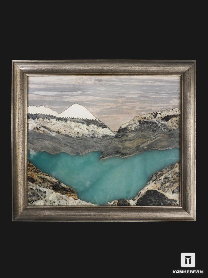 Картина из натуральных камней «Горное озеро», 41,3х36,3х2,9 см, 25394, фото 1