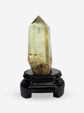 Цитрин, приполированный кристалл на деревянной подставке 15х8,8х8,2 см