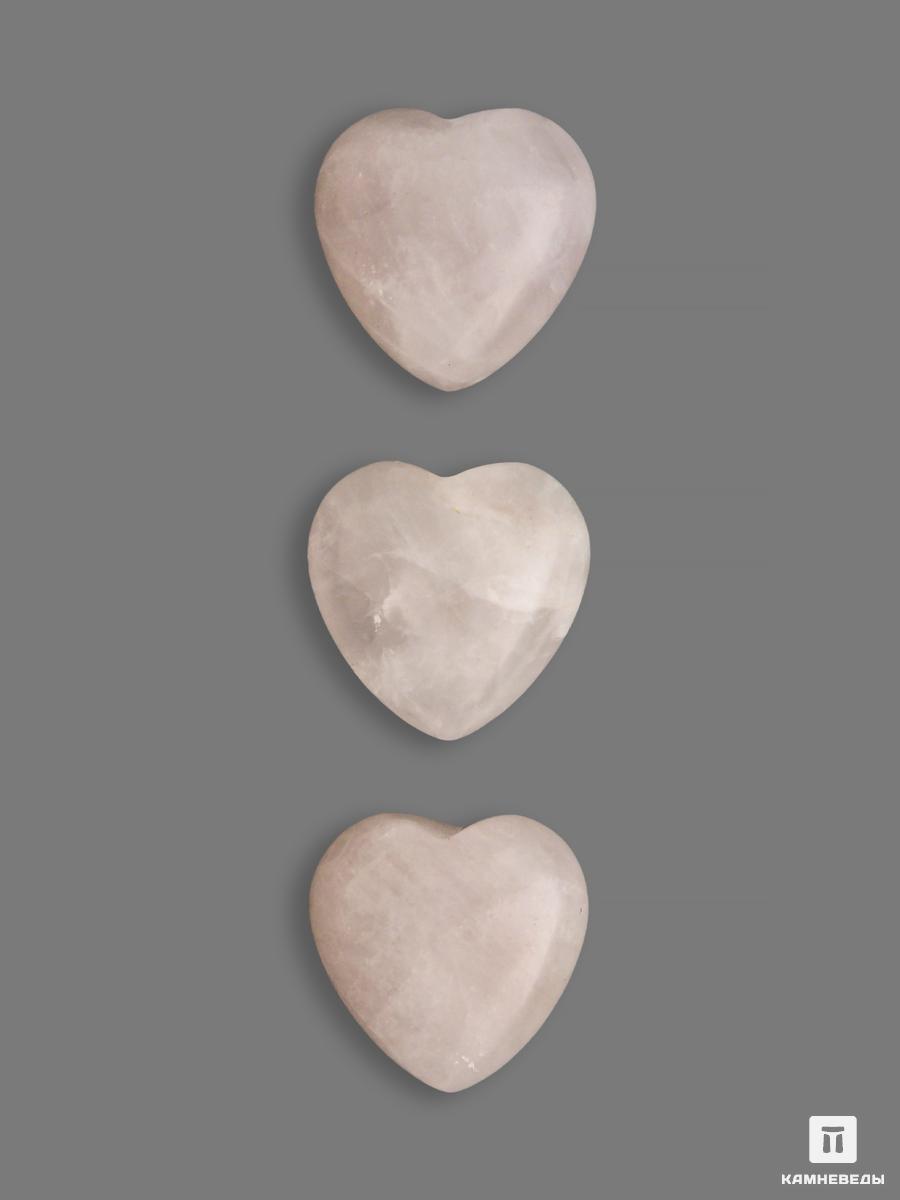 Сердце из розового кварца, 2х2 см фигура голуби на сердце перламутр 20х16х17см