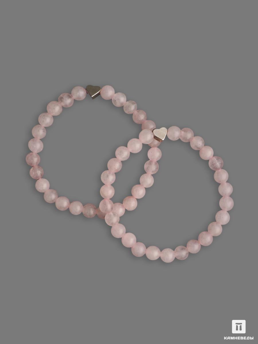 Комплект парных браслетов из розового кварца «Для подружек» комплект браслетов из кварца турмалина и обсидиана