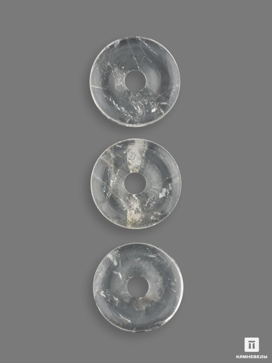 Кулон диск из горного хрусталя (кварца), 3 см, 5620, фото 2