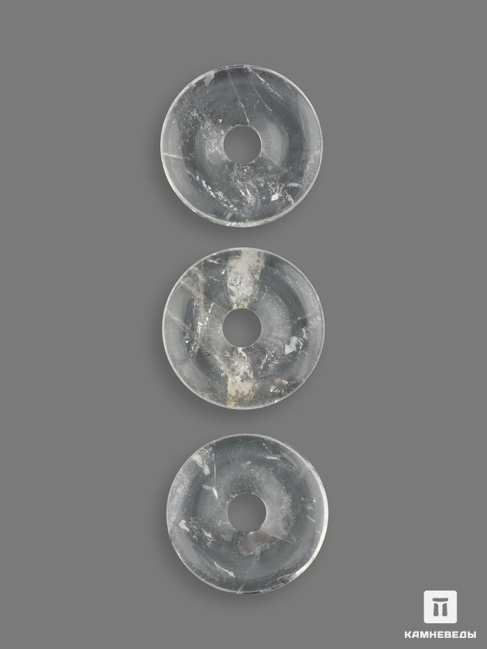 Кулон диск из горного хрусталя (кварца), 3 см, 5620, фото 2