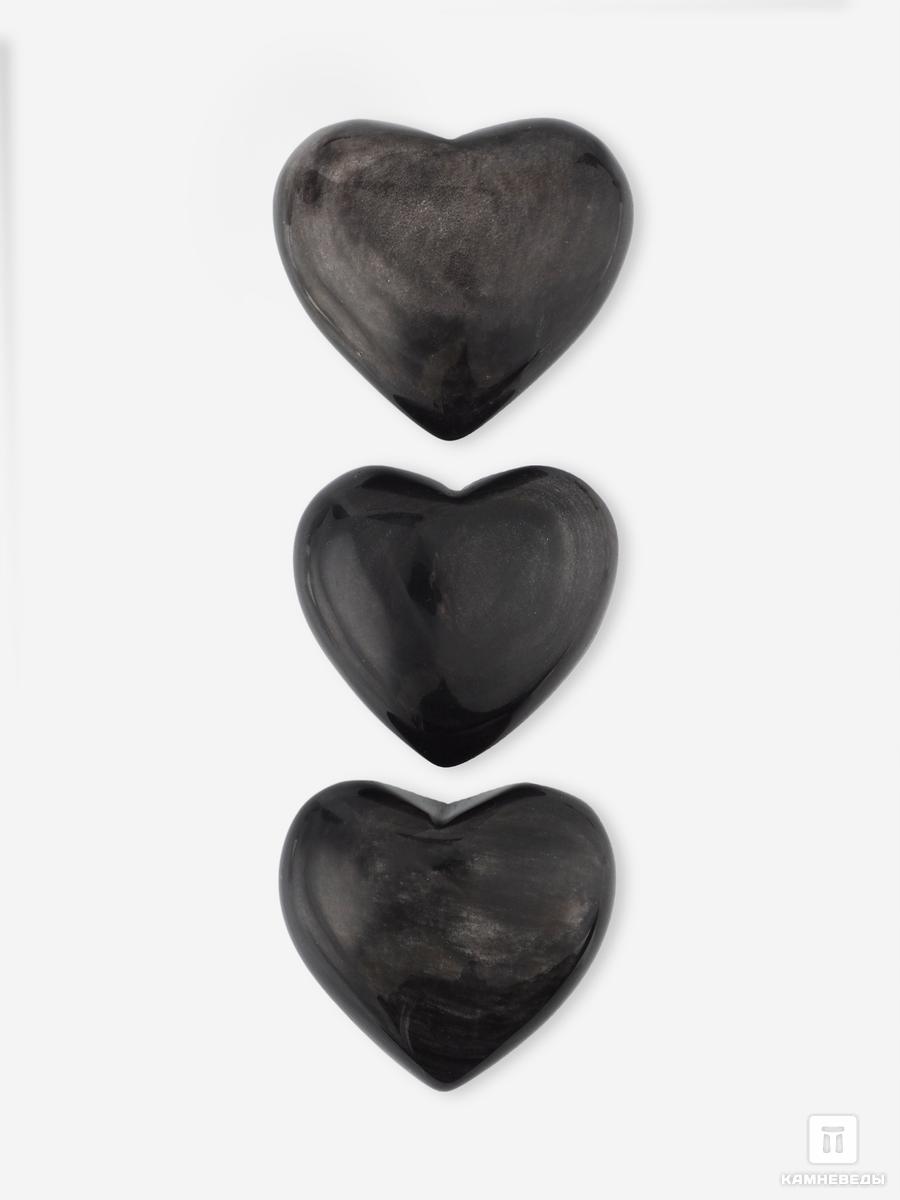 Сердце из серебристого обсидиана, 6х5,7х3 см рука и сердце
