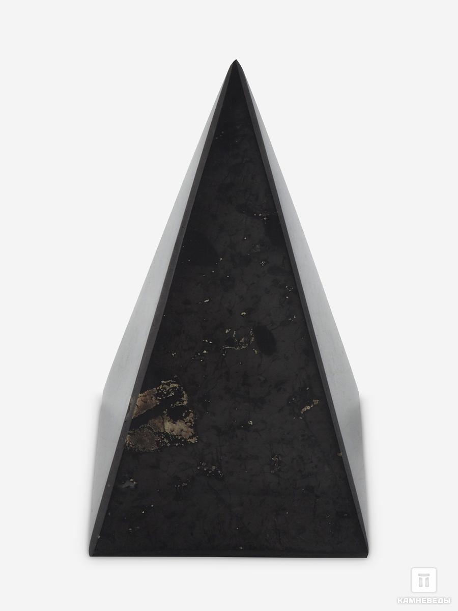 Пирамида из шунгита, полированная 10х5,5х5,5 см сияющая пирамида