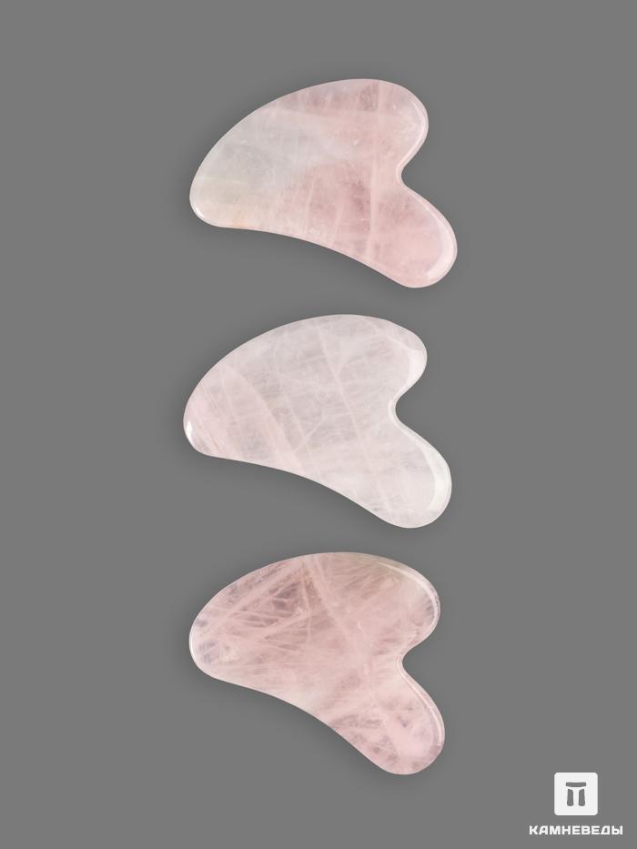 Массажёр для лица Гуаша из розового кварца, 8х5х0,6 см, 6285, фото 2