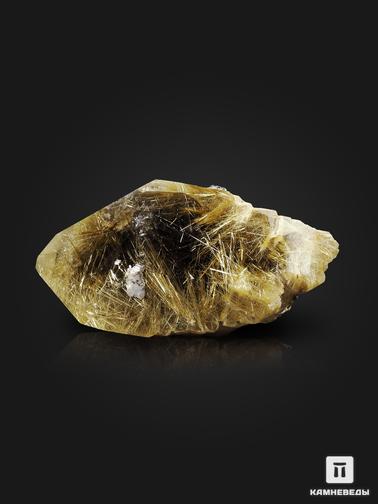 Волосатик, Рутил, Кварц, Гематит. Волосатик (рутил в горном хрустале) с гематитом, двухголовый кристалл 13,8х8х6,5 см