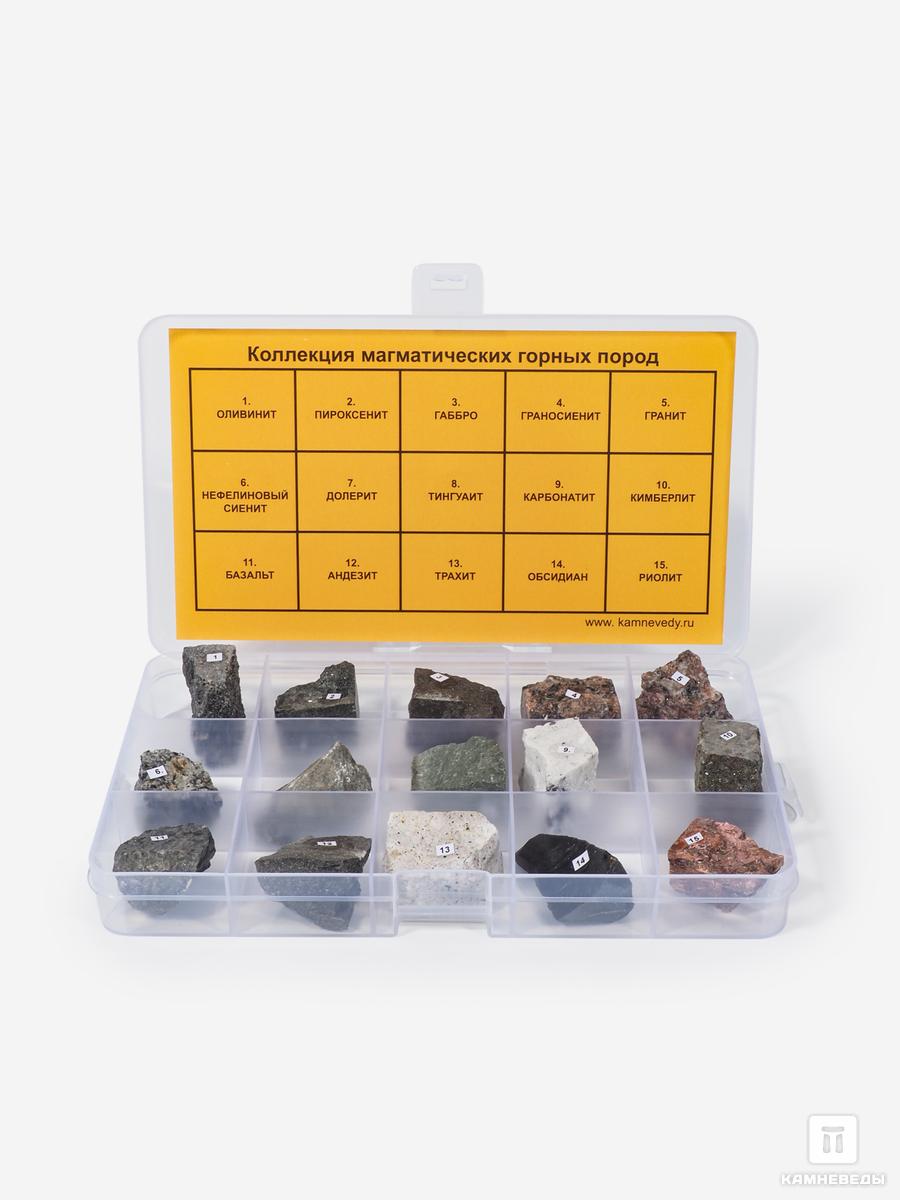 коллекция полезных ископаемых 20 образцов состав 1 в деревянной коробке Коллекция магматических горных пород (15 образцов)
