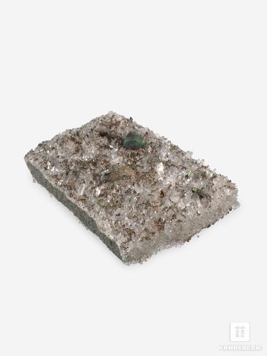 Халькопирит, Кварц. Халькопирит с кварцем на медистом песчанике, 8,9х6,4х1,7 см