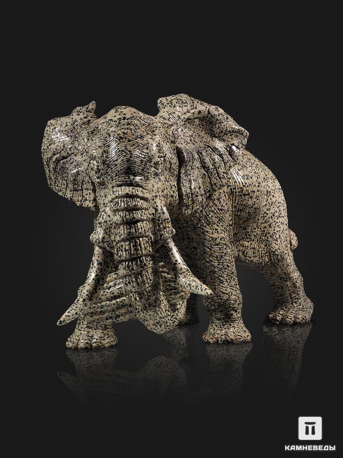 Слон из далматиновой яшмы (трахириодацита), 32х25х22,5 см, 19884, фото 4