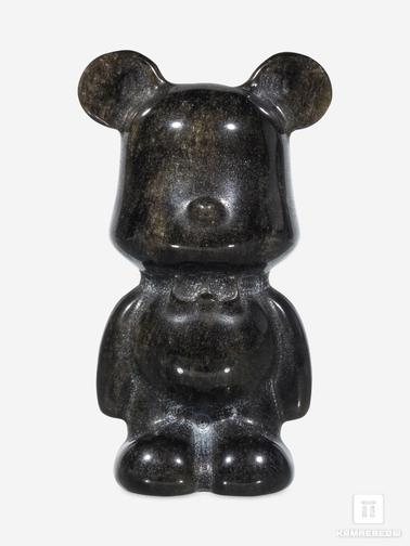 Обсидиан. Медведь «Bearbrick» из золотистого обсидиана, 5,8х3х2,8 см