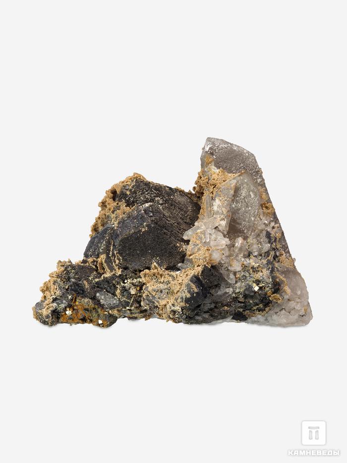 Кварц со сфалеритом, галенитом, мусковитом и халькопиритом, 10,5х7х6 см, 16016, фото 1