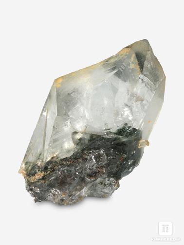 Кварц, Хлориты. Горный хрусталь (кварц) с хлоритом в пластиковом боксе, 3,9х2,4х1,7 см
