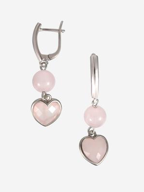 Серьги из розового кварца, огранка