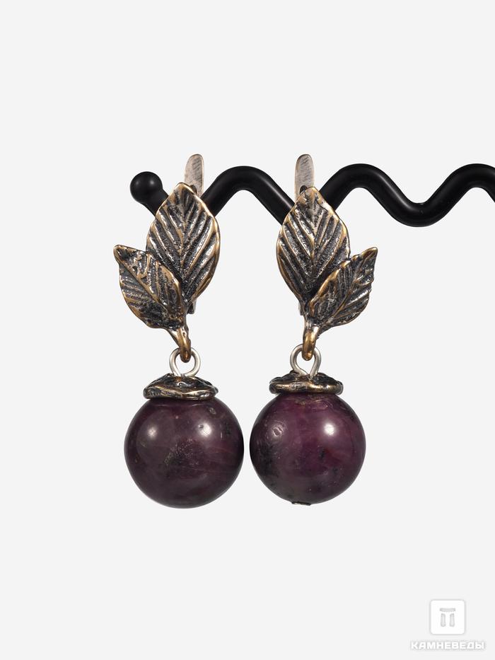 OXINYA Серьги «Зимняя ягода» с корундом красным, 41-124, фото 4