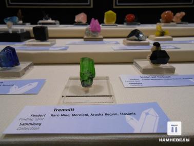 Тремолит. Кристалл хромистого тремолита.
Фото сделано на минералогической выставке "Mineralientage München 2012" в Мюнхене.